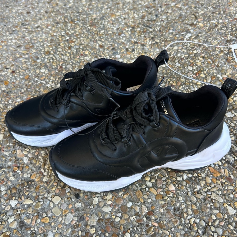 DKNY Women's Black Sneakers with White Soles